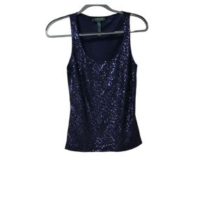 Lauren Ralph Lauren Dark Blue Sequin Tank Top